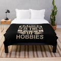 Cozy gaming blanket featuring the text "Gaming Is The Bacon Of Hobbies