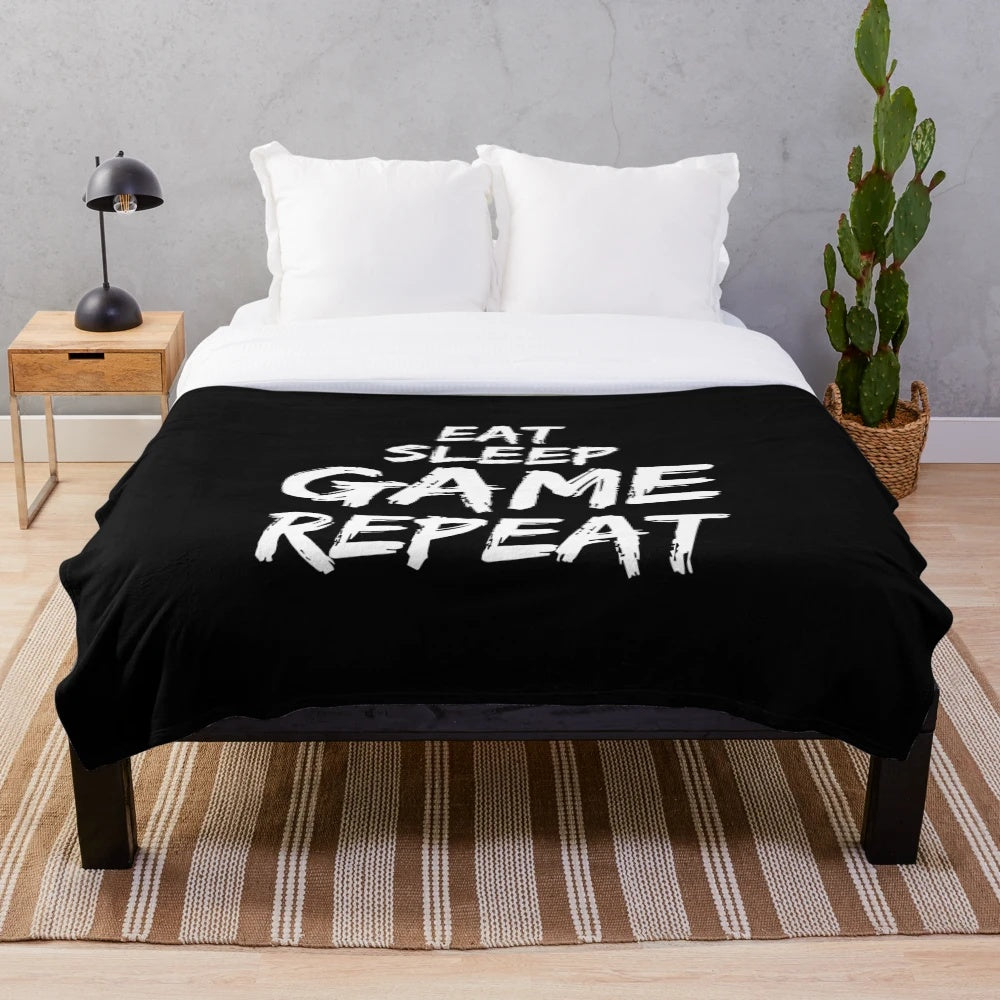 Cozy plush blanket with gaming-inspired design
