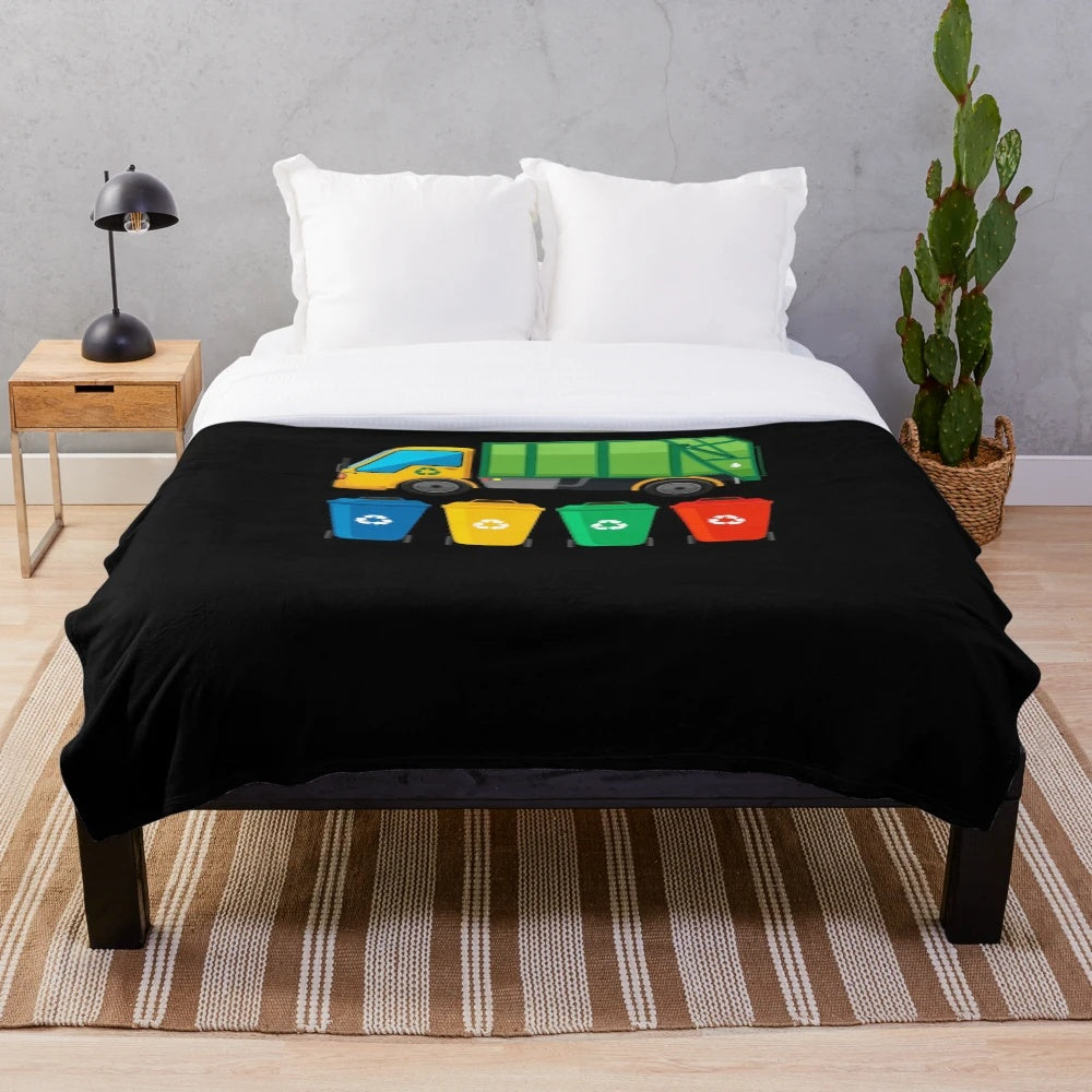 Soft and cuddly garbage truck plush blanket