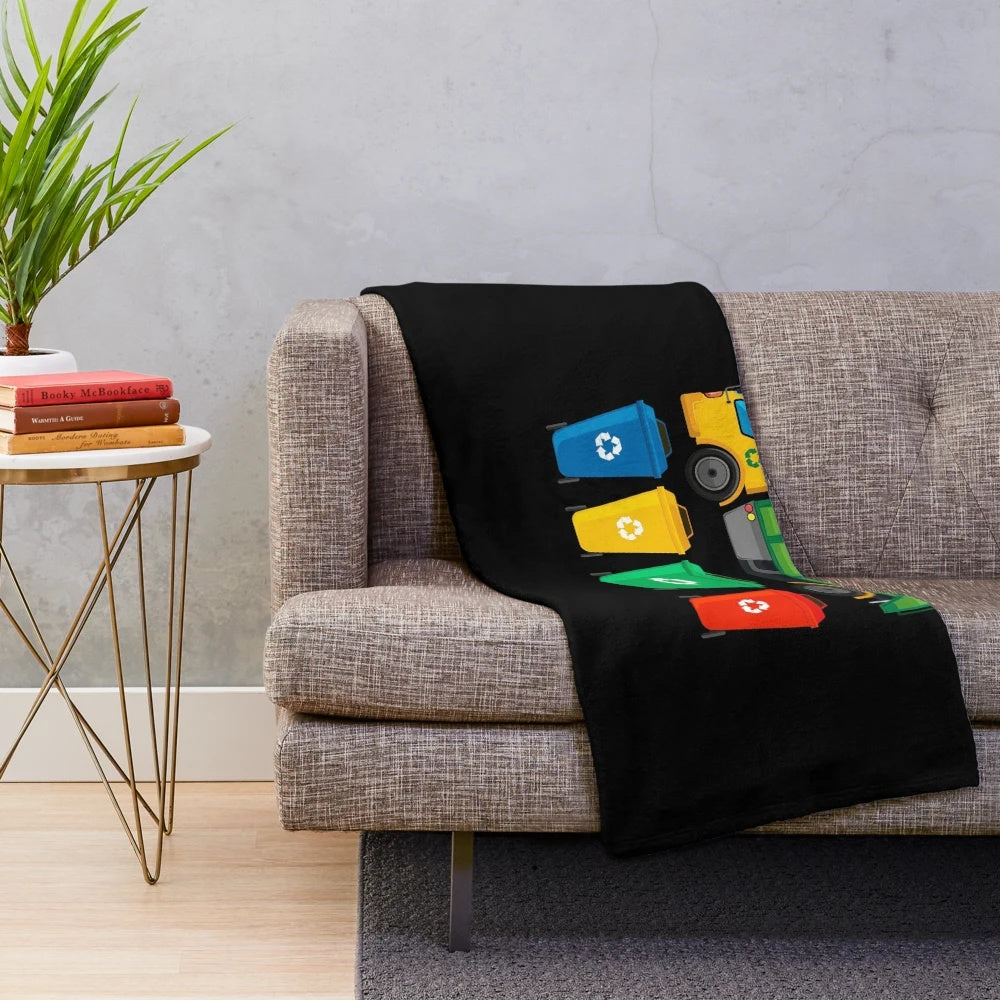Soft and cuddly garbage truck plush blanket