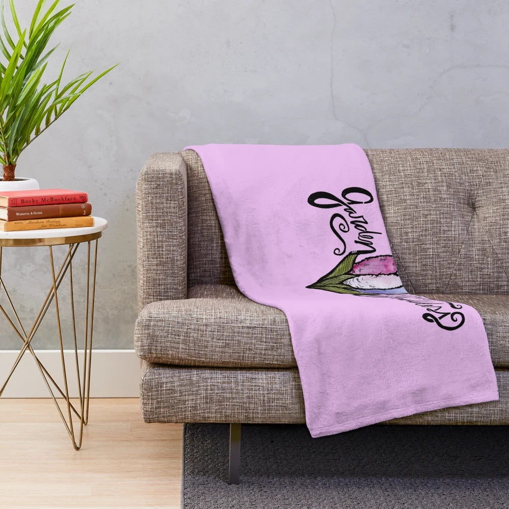Garden Goddess plush blanket with floral and nature motifs