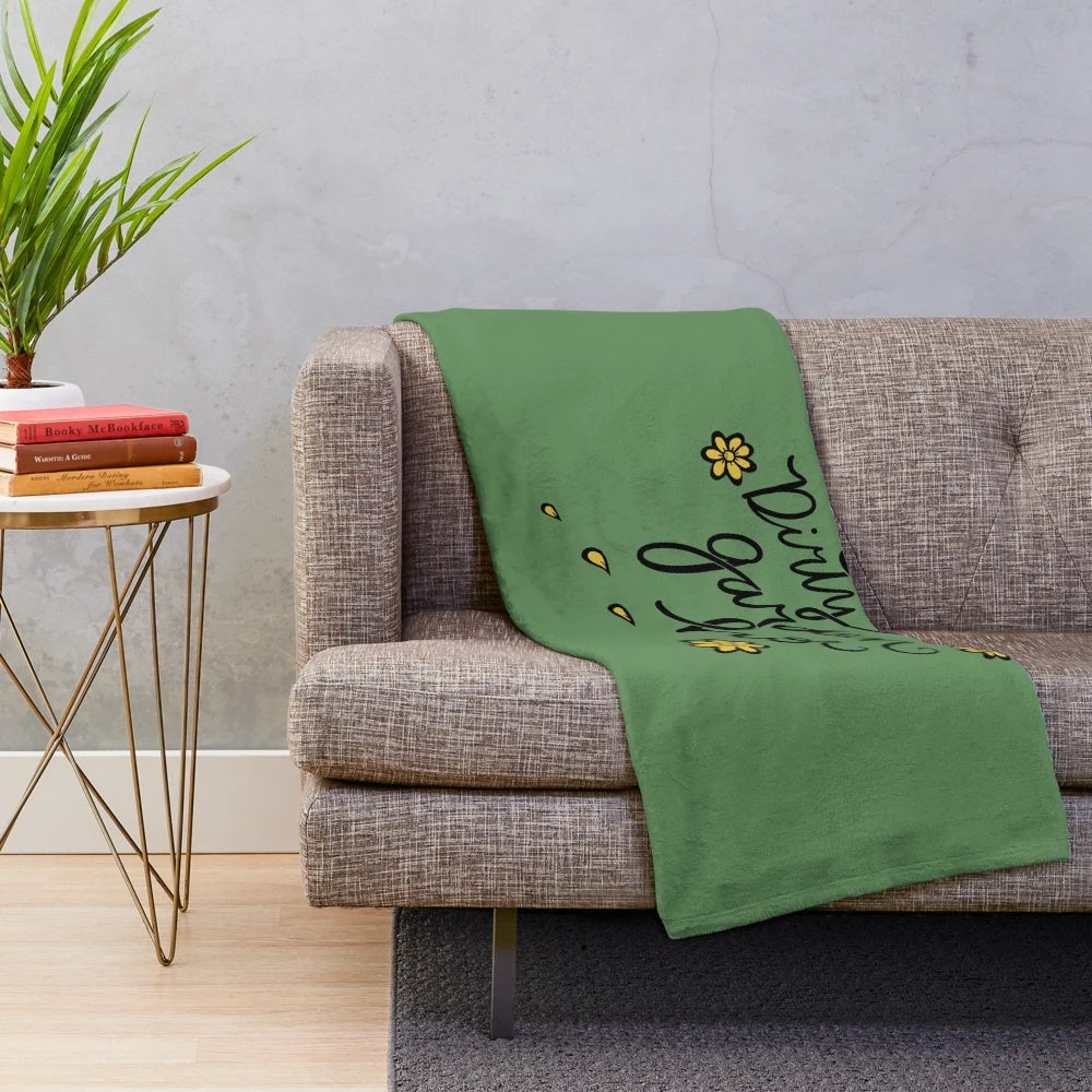 Plush blanket with a garden-themed design