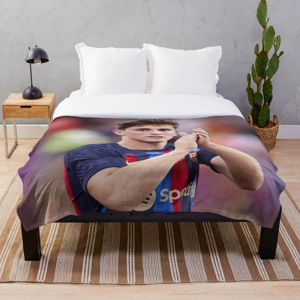 Gavi Plush Blanket with Soccer, Football, and Futbol Designs