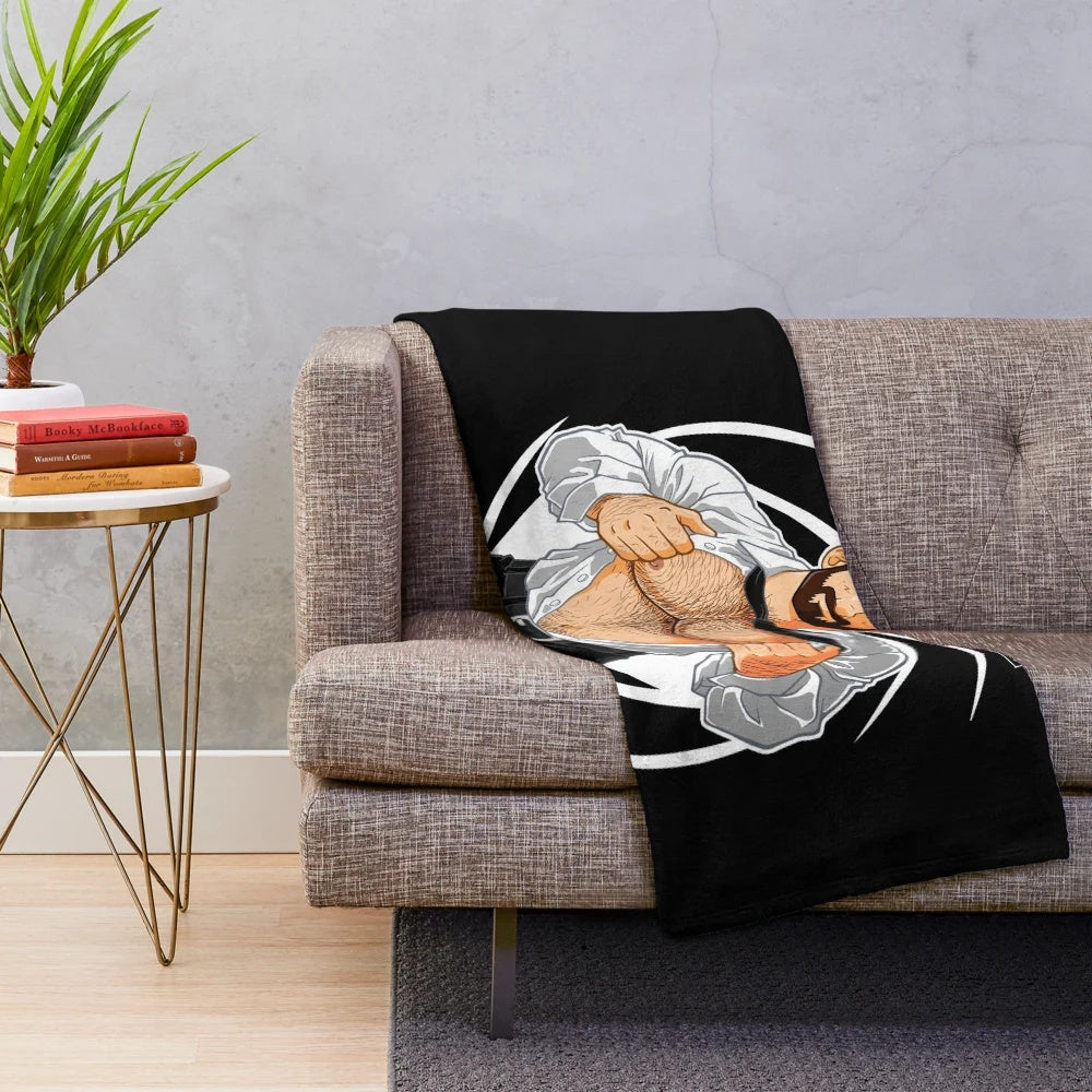 Plush blanket featuring a gay bear design