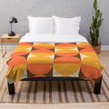 Geometric abstract pattern plush blanket in mid-century modern style