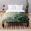 Cozy plush blanket with abstract geometric leaf pattern