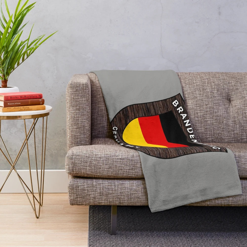 Plush blanket featuring the Brandenburg Germany emblem and flag