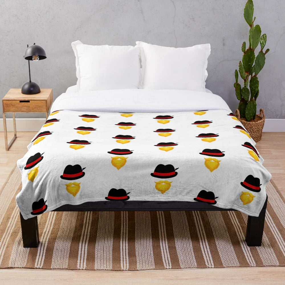 German-inspired plush backpack blanket with a stylish beard design