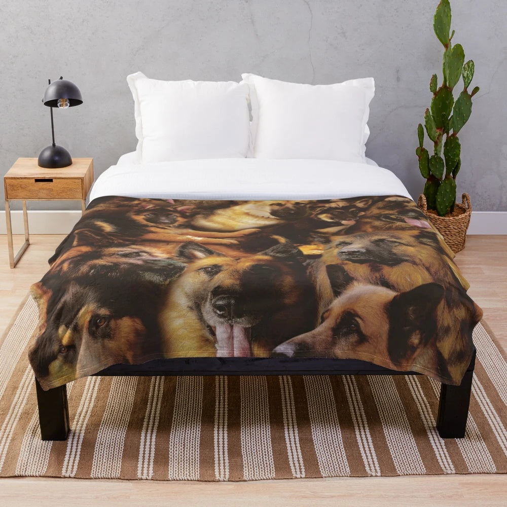 Soft and cuddly German shepherd dog plush blanket