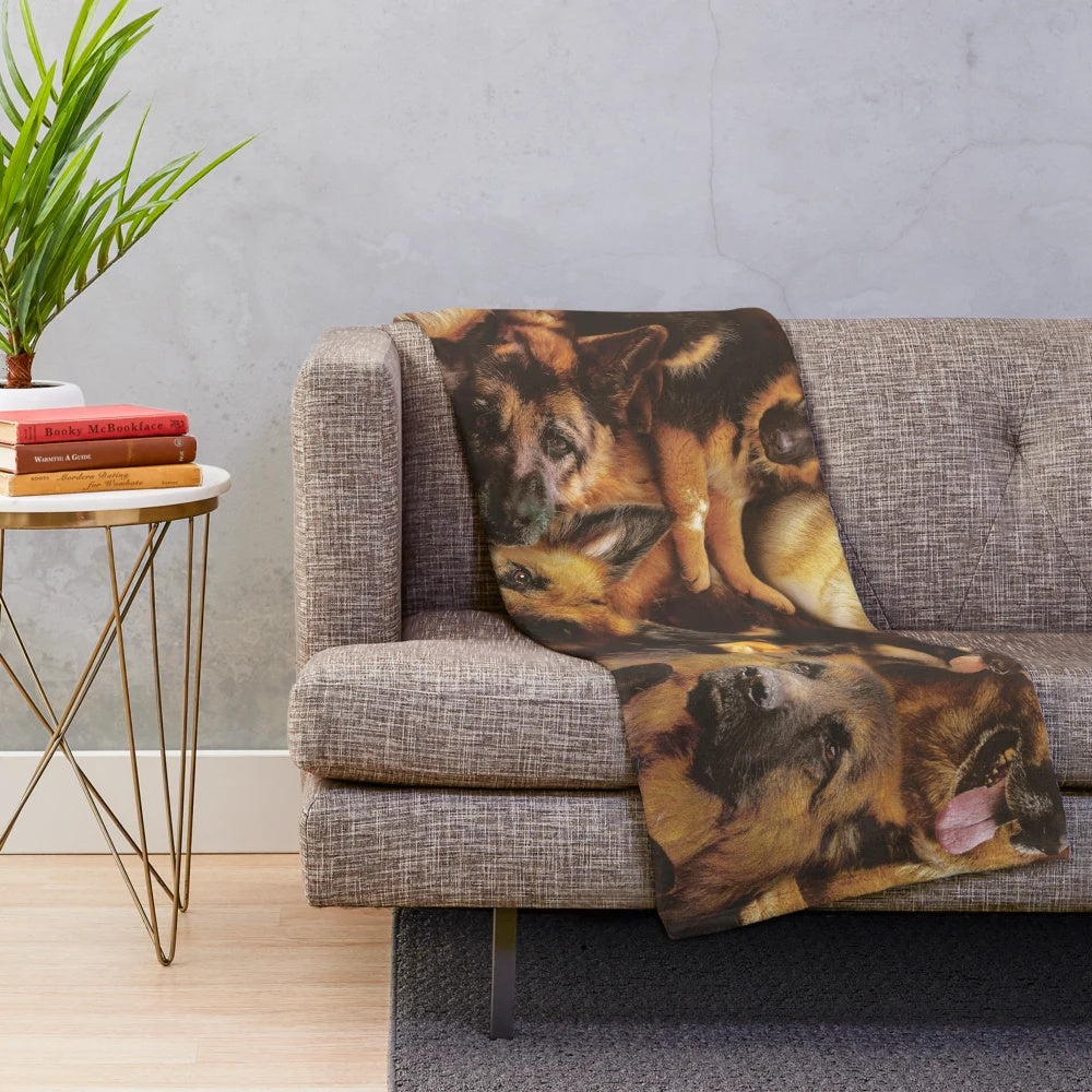 Soft and cuddly German shepherd dog plush blanket