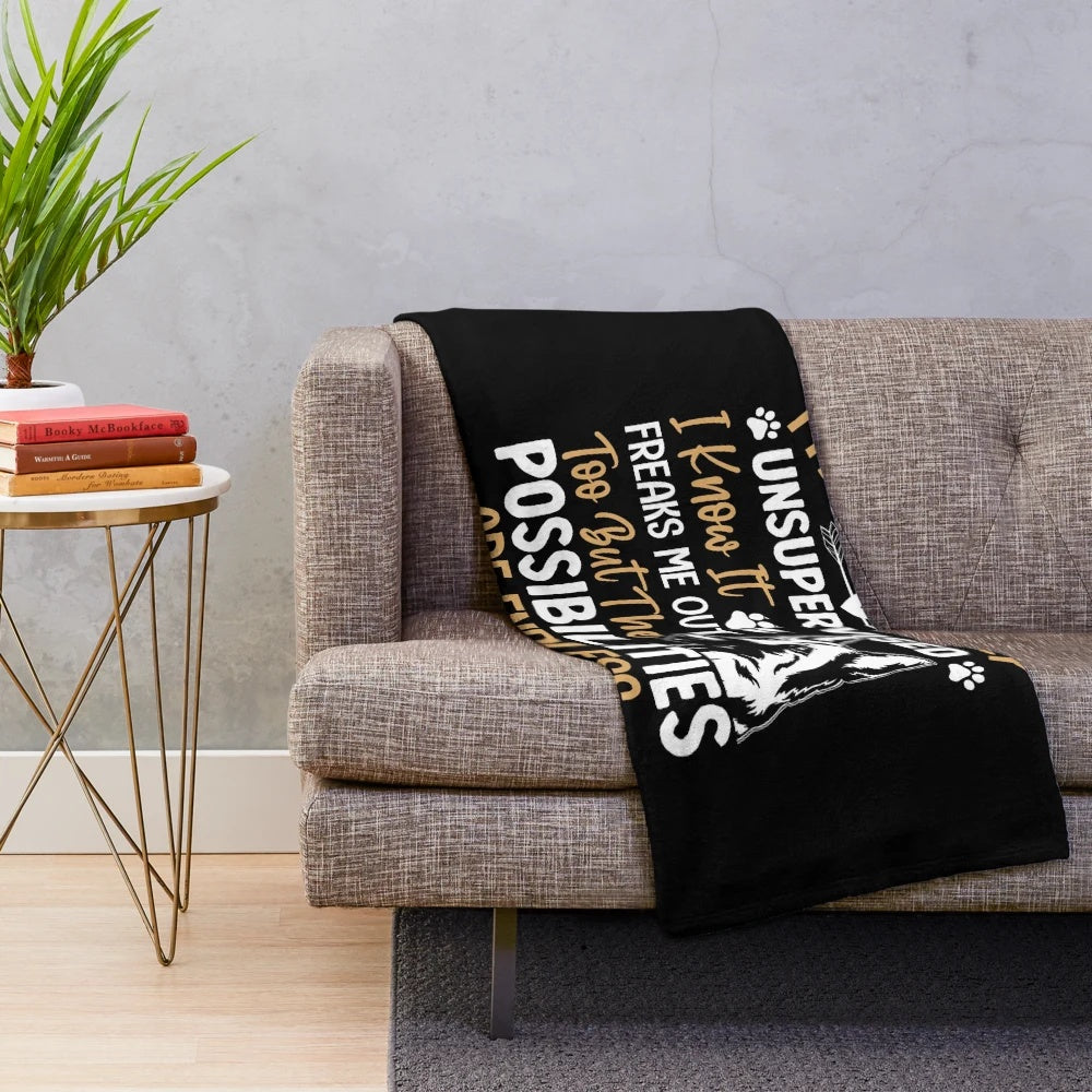 German Shepherd plush blanket with stylized dog breed art
