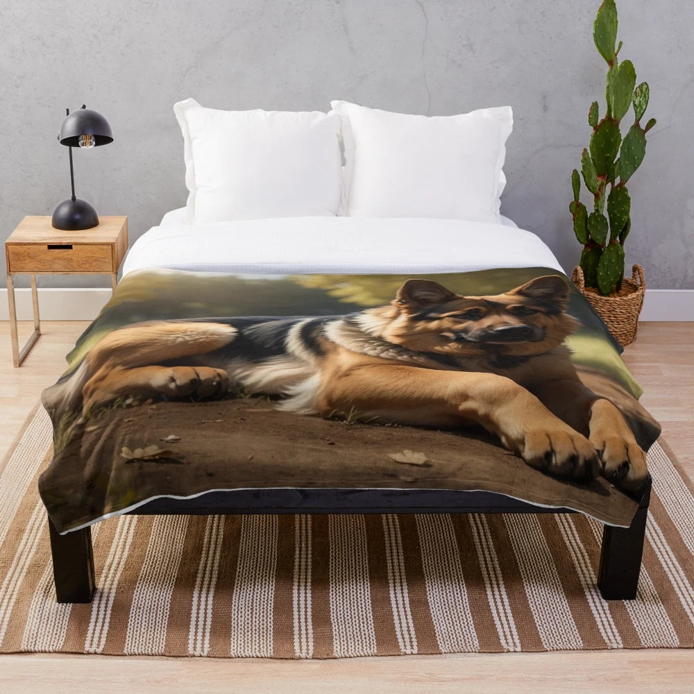 German shepherd dog breed plush blanket