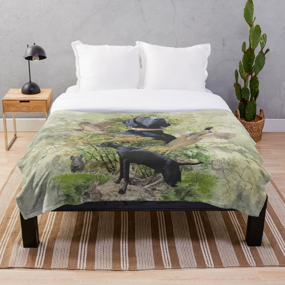 A soft and plush blanket featuring the image of a German Shorthaired Pointer dog