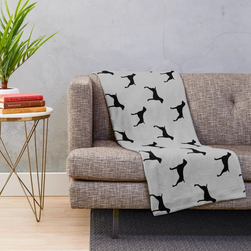 Plush blanket with German Shorthaired Pointer silhouette pattern