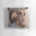 Soft, plush pillow featuring an adorable German Wirehaired Pointer dog