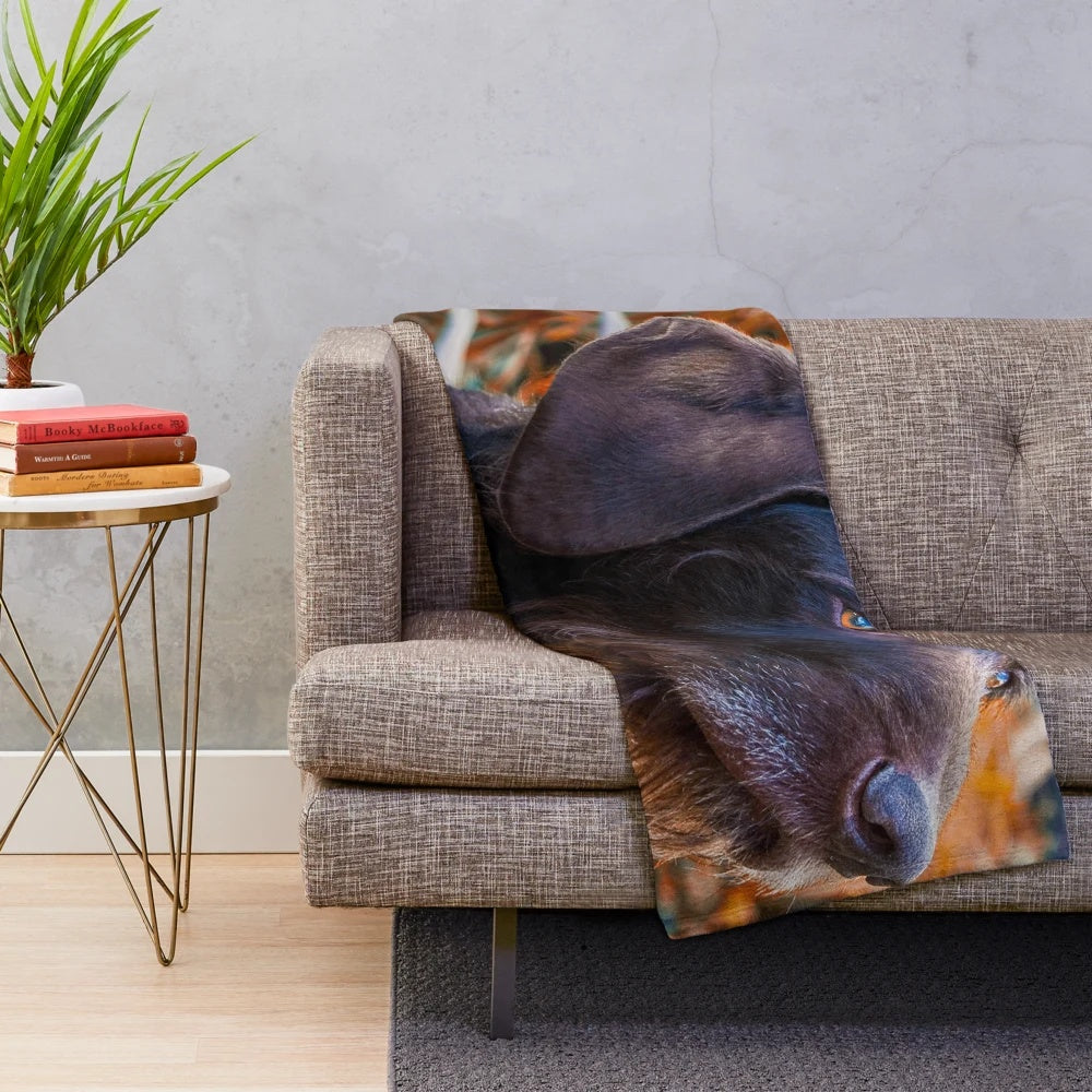 Soft and fluffy plush blanket featuring a portrait of a German Wirehaired Pointer