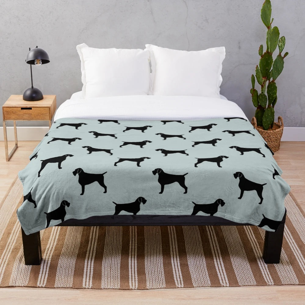 German Wirehaired Pointer Silhouette Plush Blanket