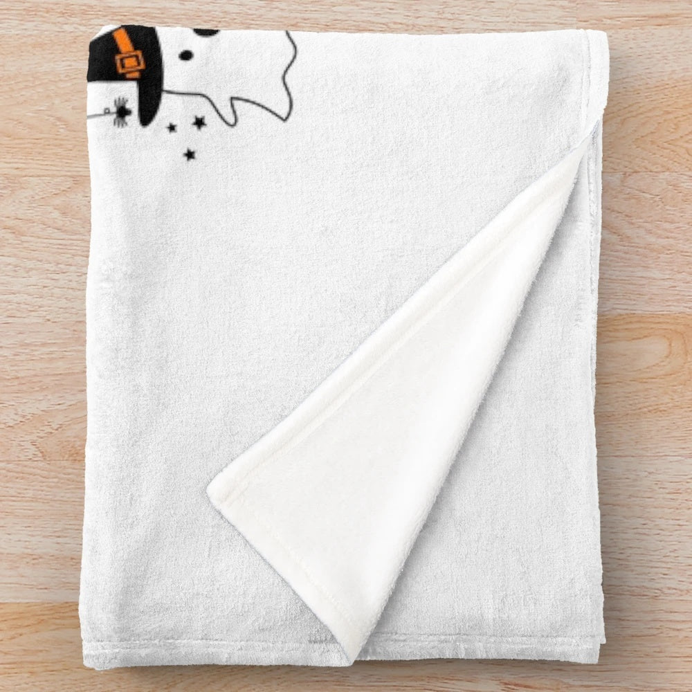 Cozy ghost-themed plush blanket with a soft, fluffy, and snuggly design