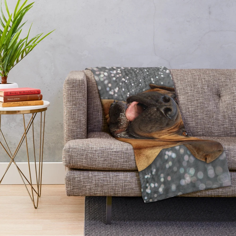 Giant plush blanket featuring a portrait of a Bullmastiff dog