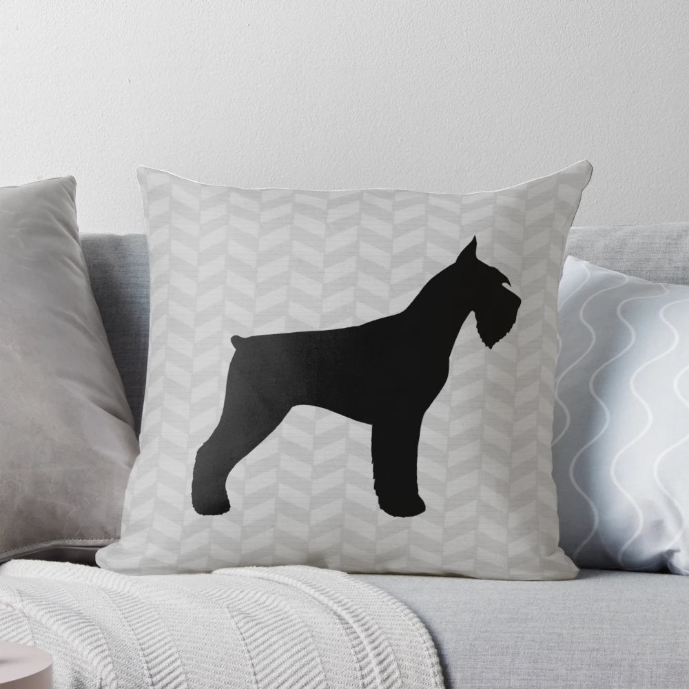 Plush giant schnauzer silhouette pillow with soft, high-quality material.