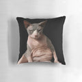 Giant plush pillow in the shape of a hairless Sphynx cat for cat enthusiasts