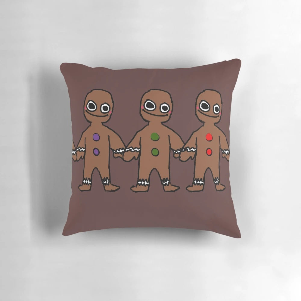 Soft, plush gingerbread-themed pillow for Christmas and winter decor