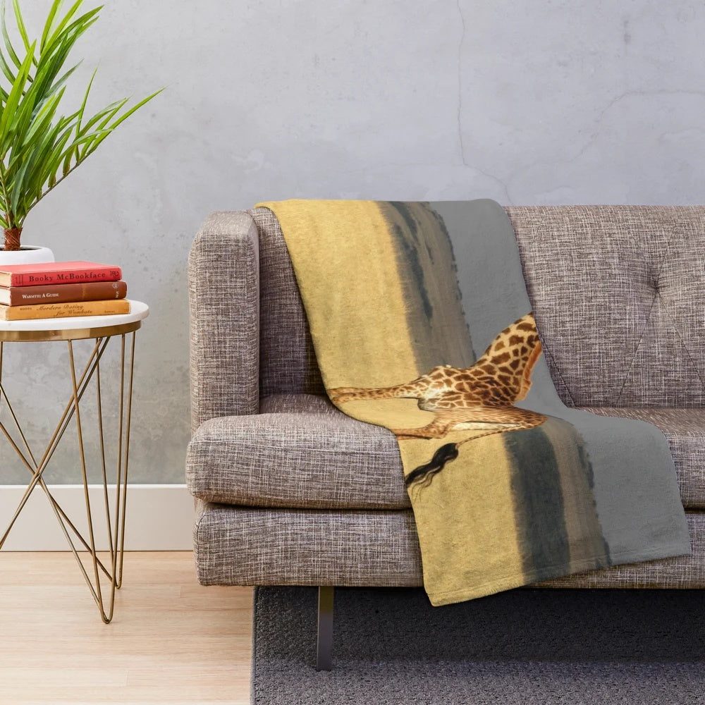 Giraffe plush blanket with spotted design, perfect for cozy home decor