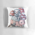 A soft and plush pillow featuring a girl and her pig, perfect for farmhouse-style home decor.