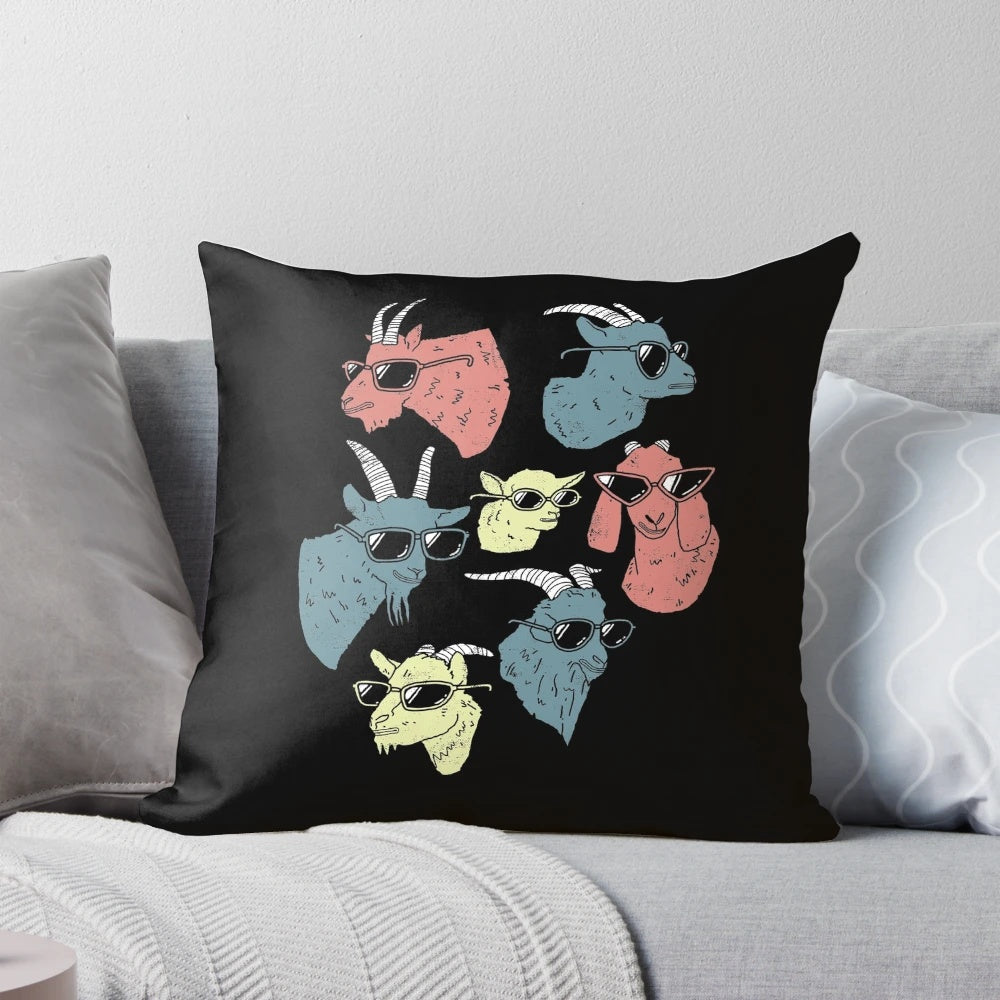 Soft, plush pillow featuring a cute goat design, perfect for home decor or a unique gift.