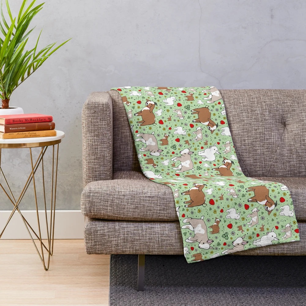 Goats plush blanket with a cozy and cute goat pattern