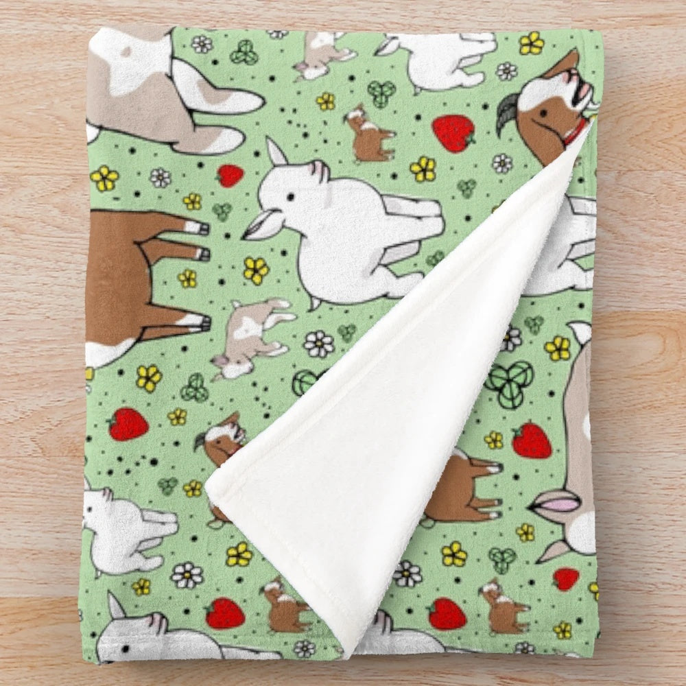 Goats plush blanket with a cozy and cute goat pattern