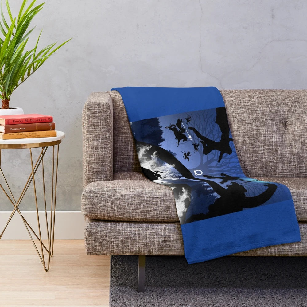 God of War Ragnarok inspired plush blanket with Kratos and Atreus