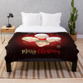 Golden Christmas plush blanket featuring classic TV comedy characters