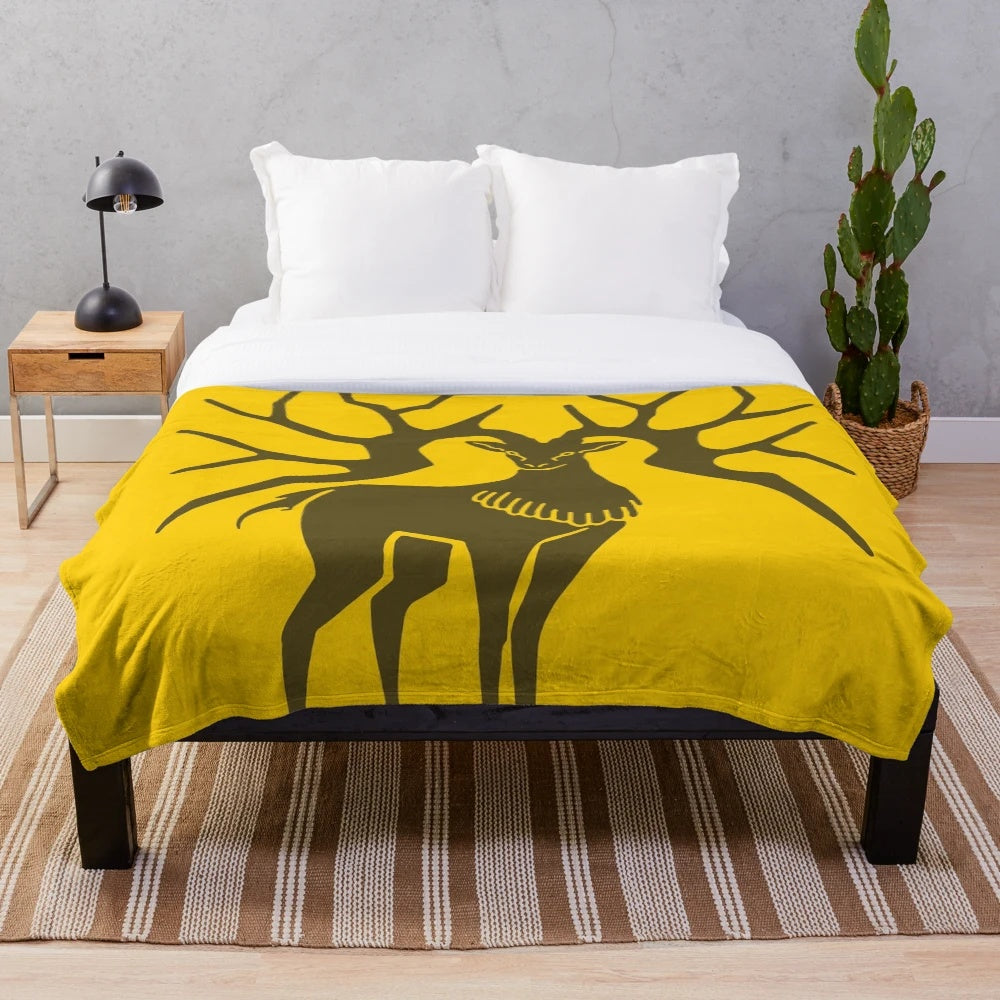 Golden deer plush blanket inspired by Fire Emblem video game series
