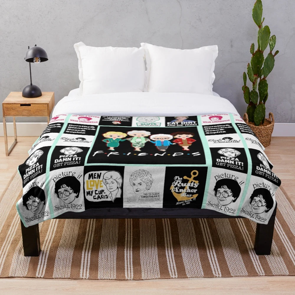 Golden plush blanket with a cozy, soft design