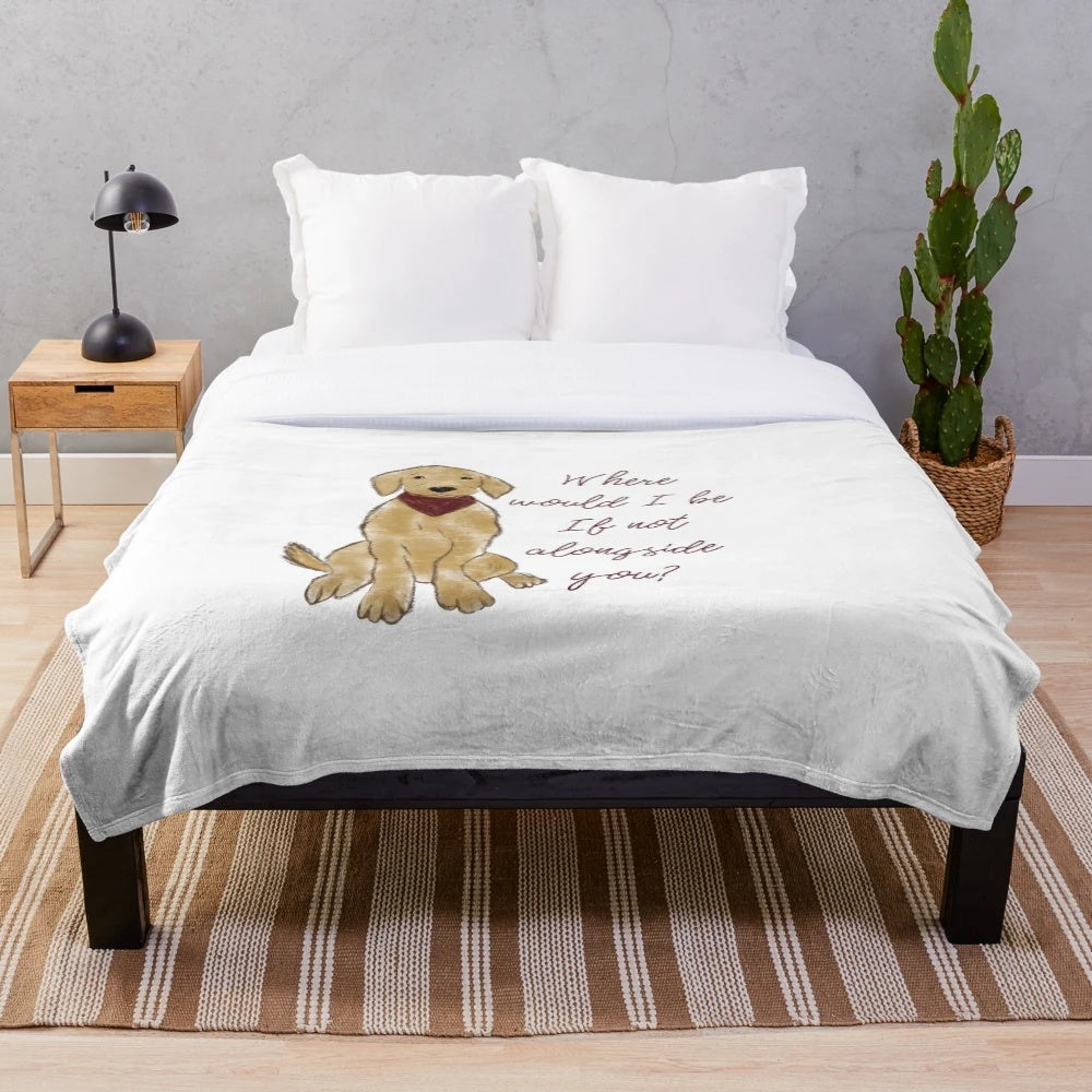Golden retriever inspired plush blanket with dog quote