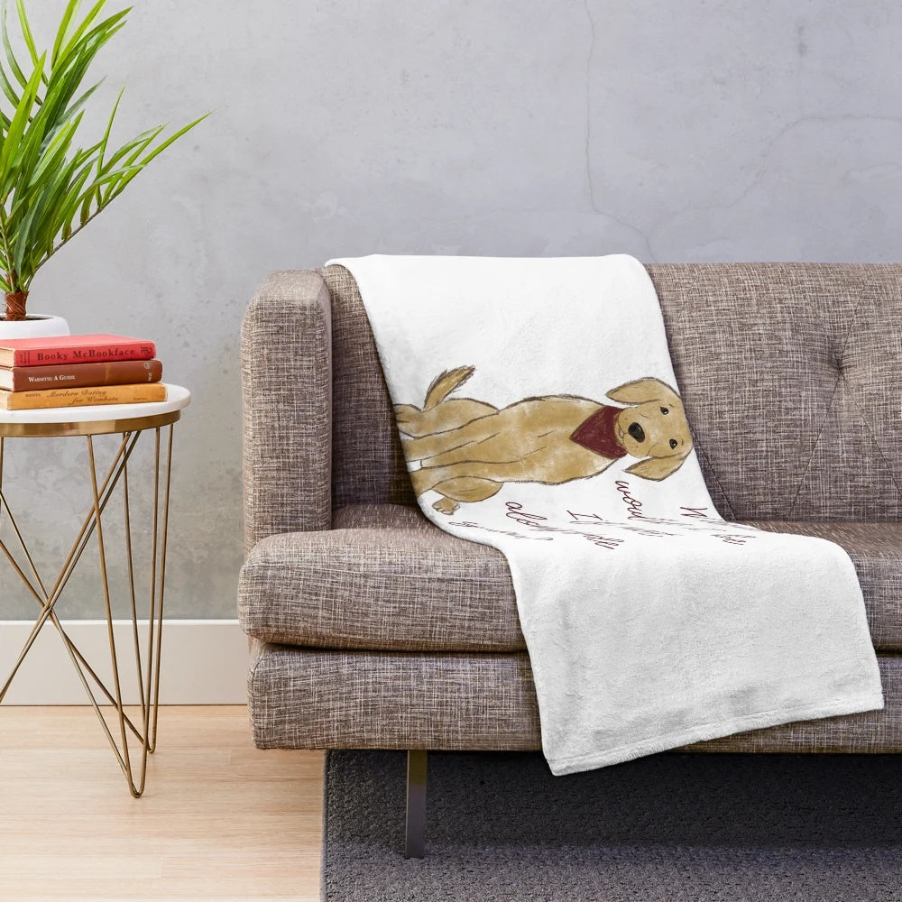 Golden retriever inspired plush blanket with dog quote