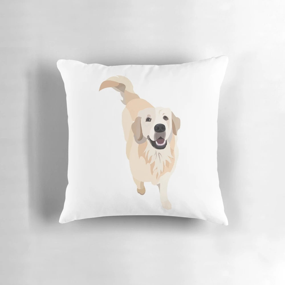 Soft, plush pillow featuring the adorable face of a golden retriever dog