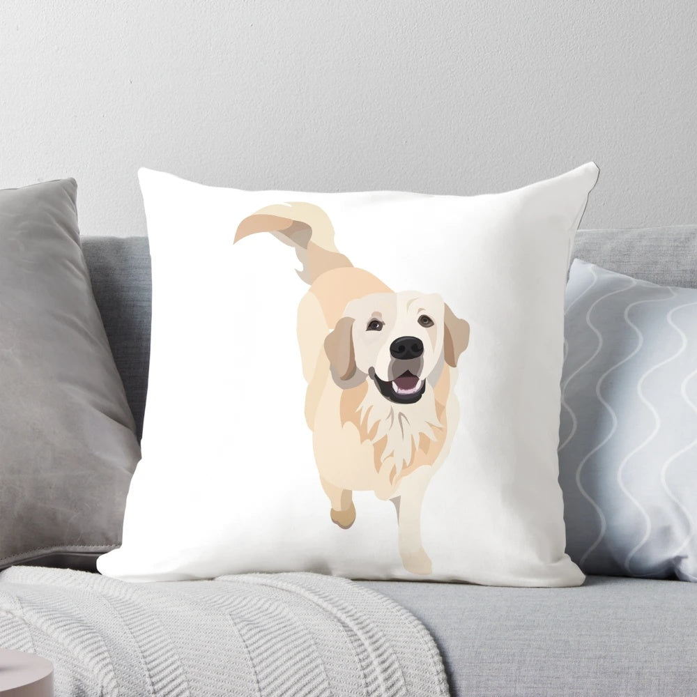 Soft, plush pillow featuring the adorable face of a golden retriever dog