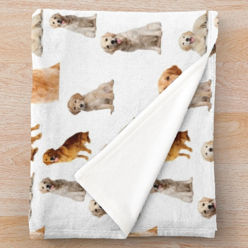 Golden retriever seamless pattern plush blanket