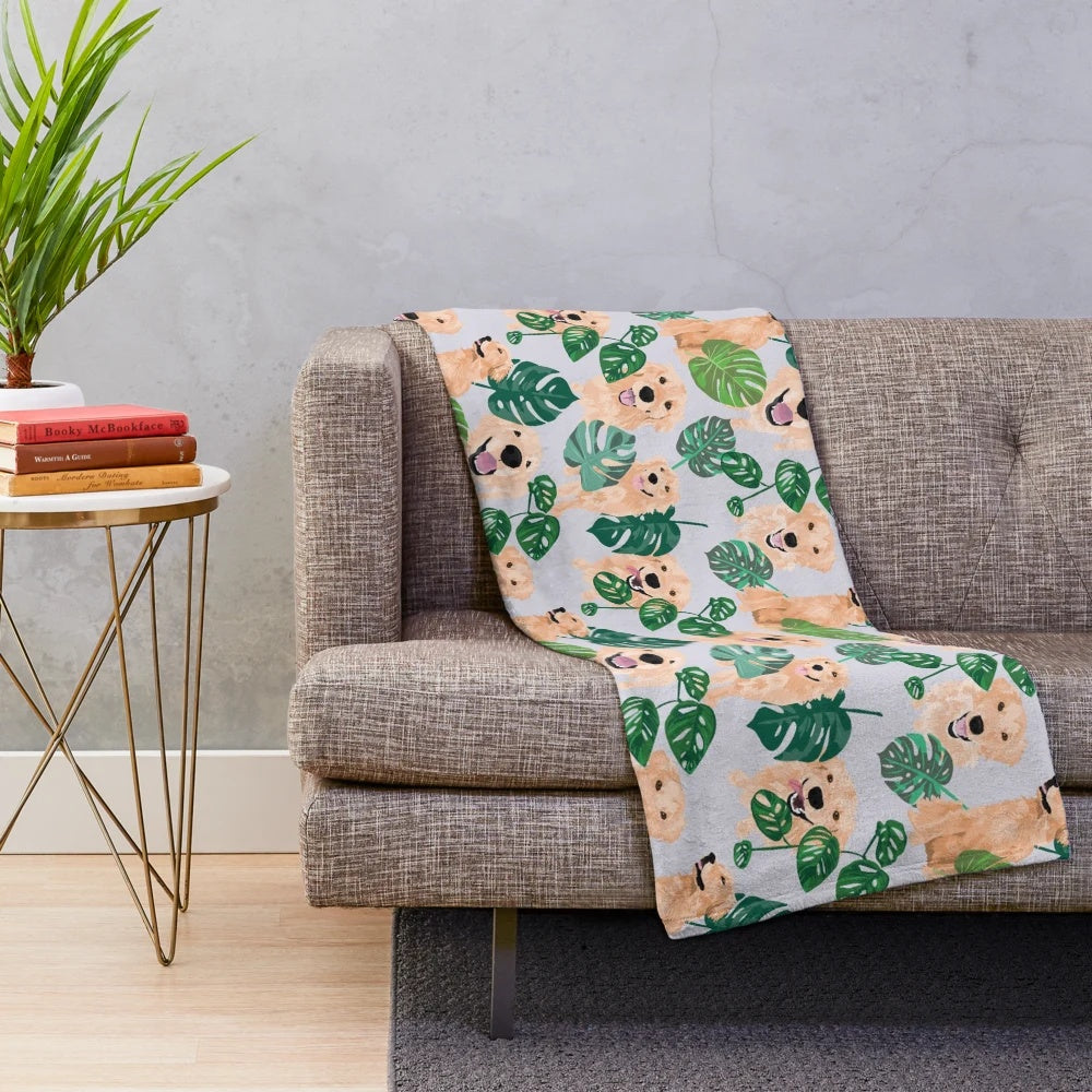 Golden Retriever Tropical Plush Blanket