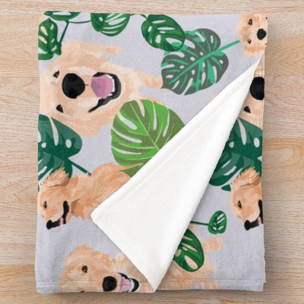 Golden Retriever Tropical Plush Blanket