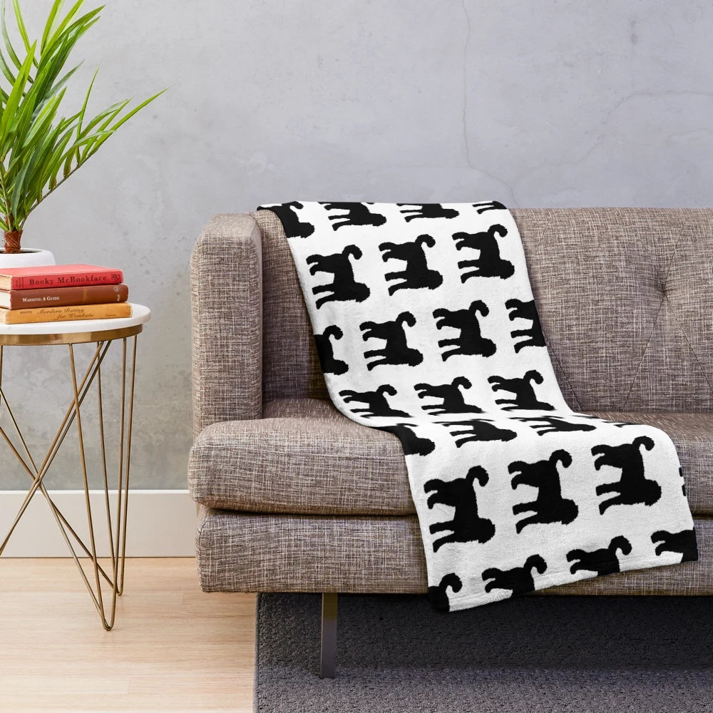 Goldendoodle dog plush blanket with soft, curly fur