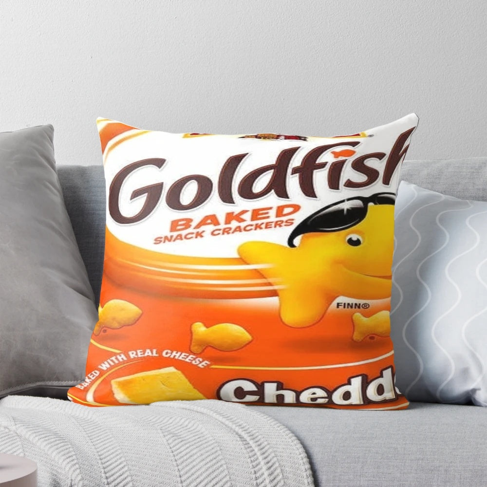 Soft and plush goldfish themed decorative pillow for bedroom or living room