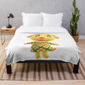 Goldie the dog animal crossing character on a soft plush blanket