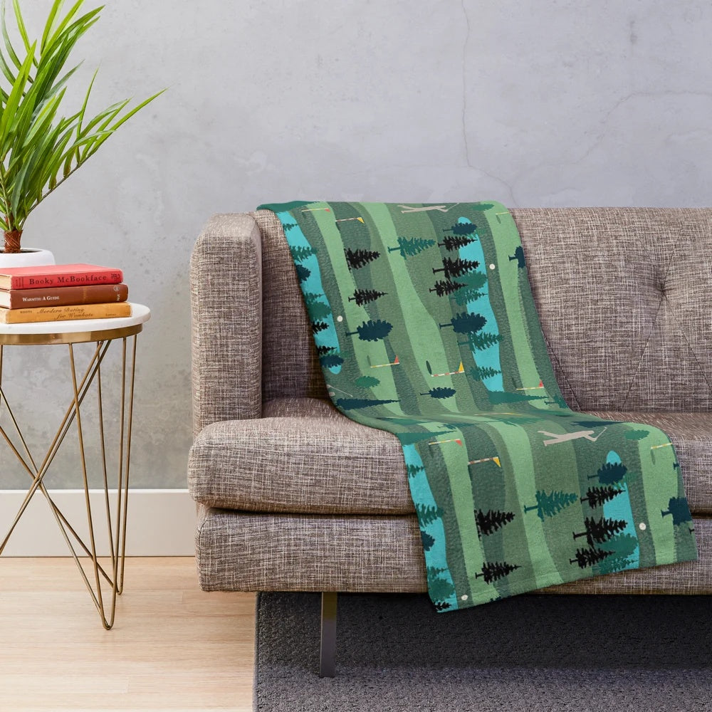 Golf plush blanket with a fun and stylish golf-themed pattern