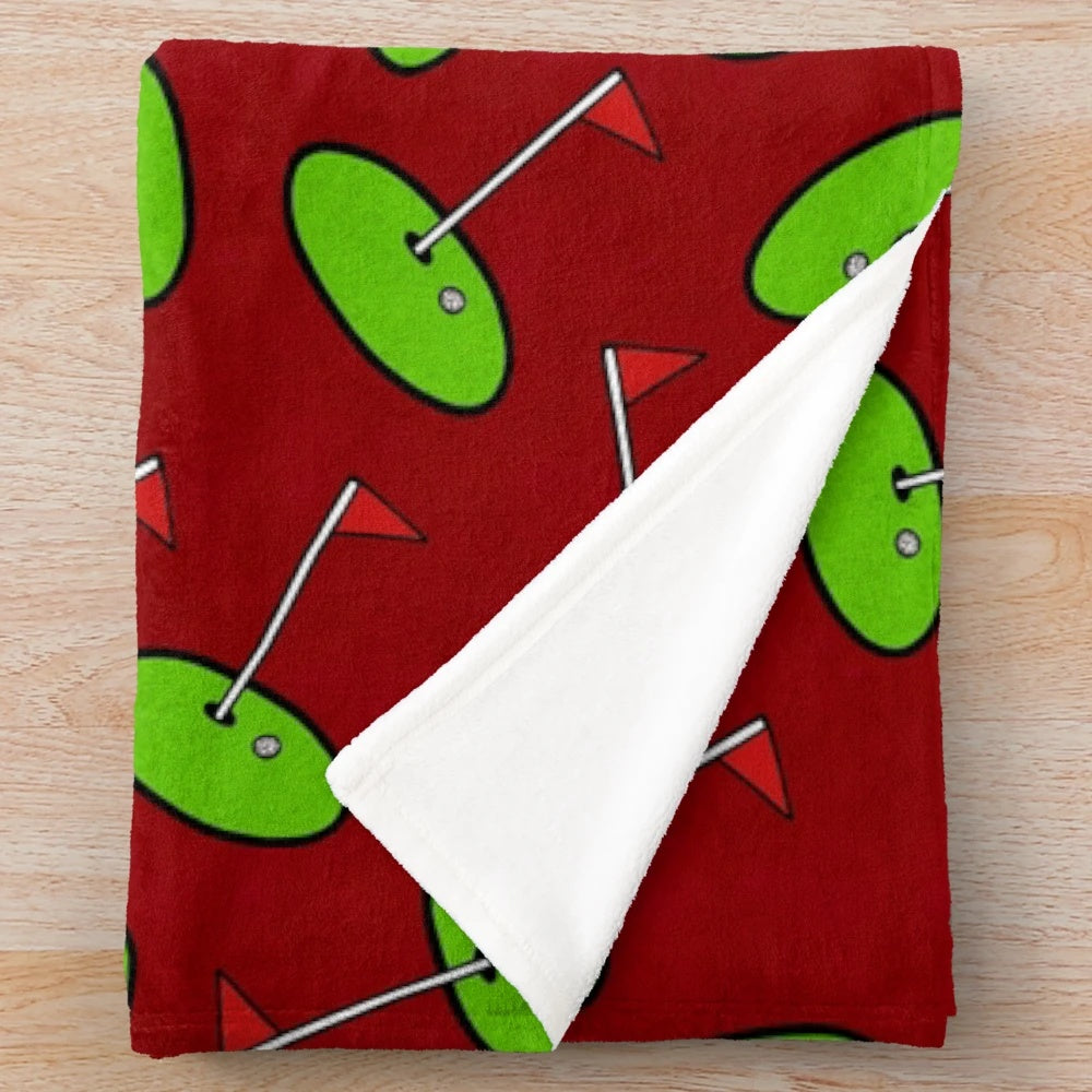 Golfing Green and Red Plush Blanket