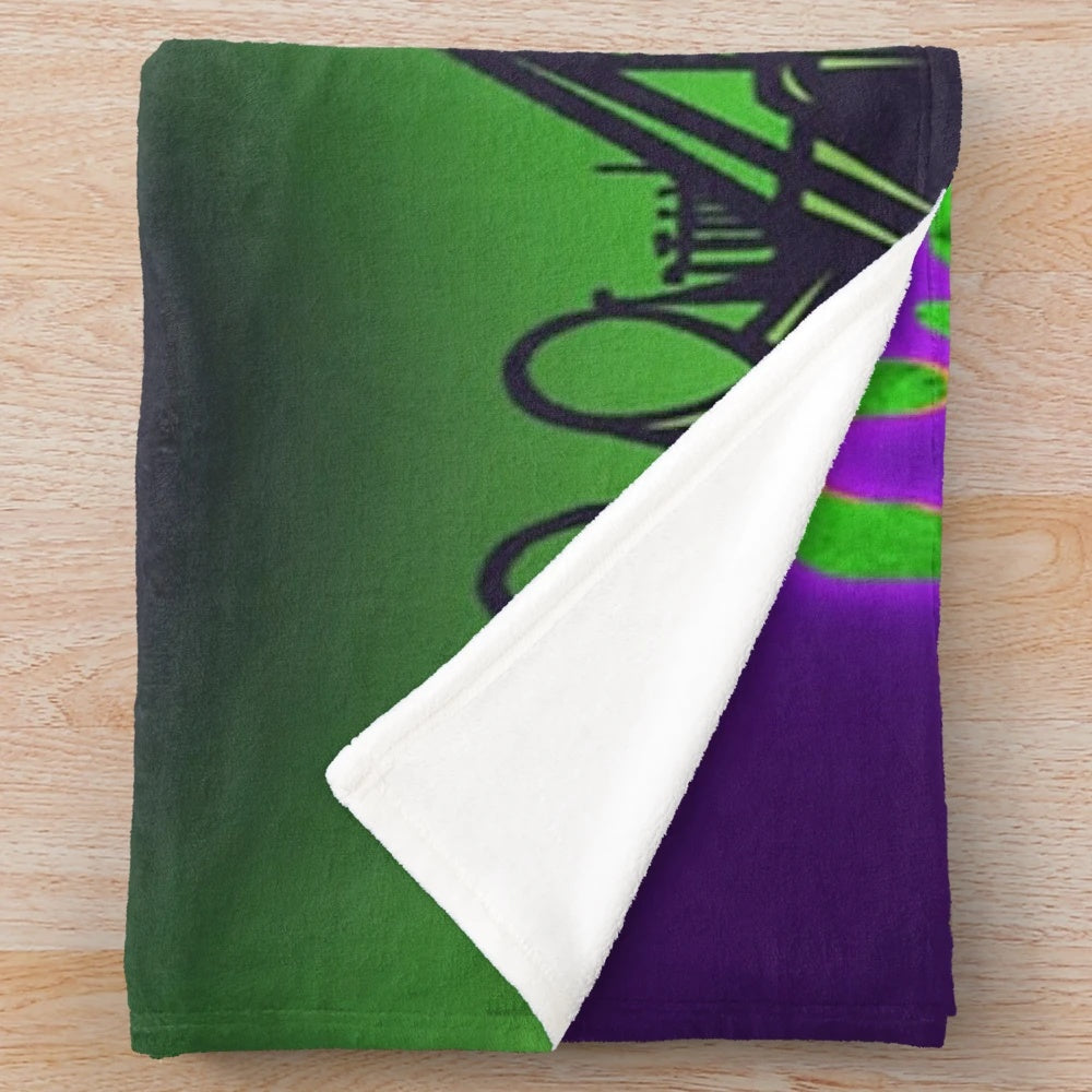 Colorful GOOSEBUMPS-themed plush blanket