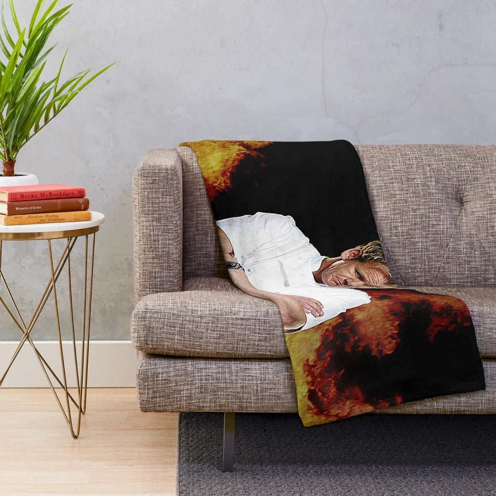 Gordon Ramsay inspired plush blanket with funny kitchen meme