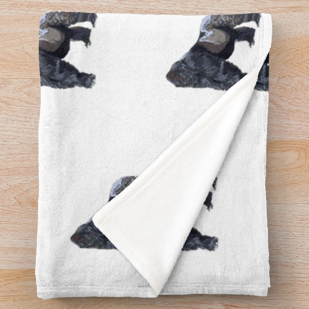 Closeup of a soft and cuddly gorilla plush blanket